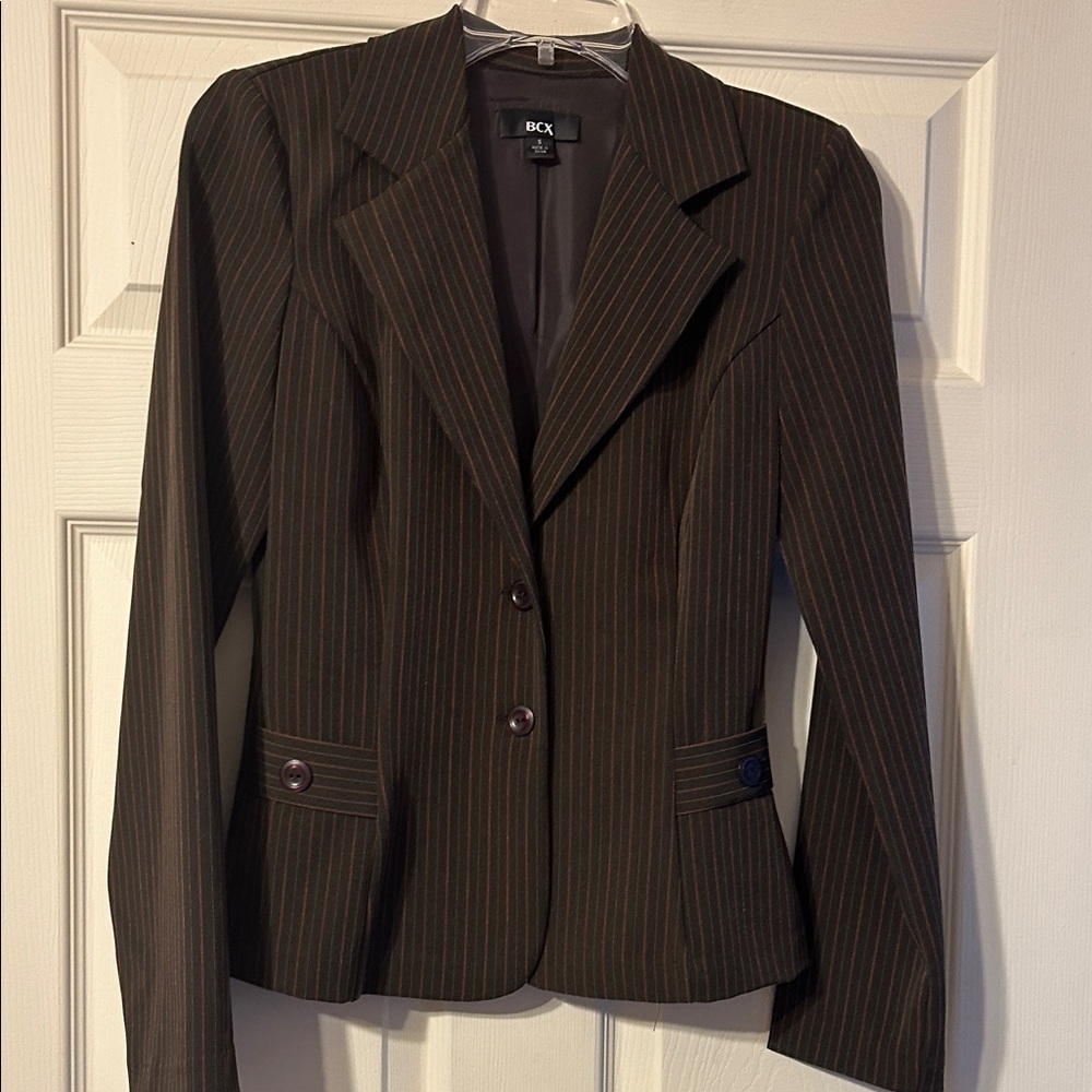 BCX Chocolate Pinstripe Women's Blazer Small